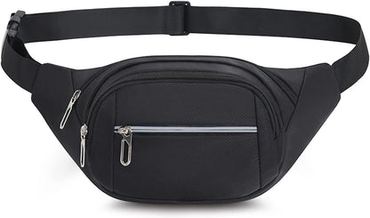 DAITET Fanny Pack for Men&Women, Crossbody Waist Bag with Adjustable Belt, Large Capacity Bum Bag for Traveling Hiking Cycling Workout Casual (Black)