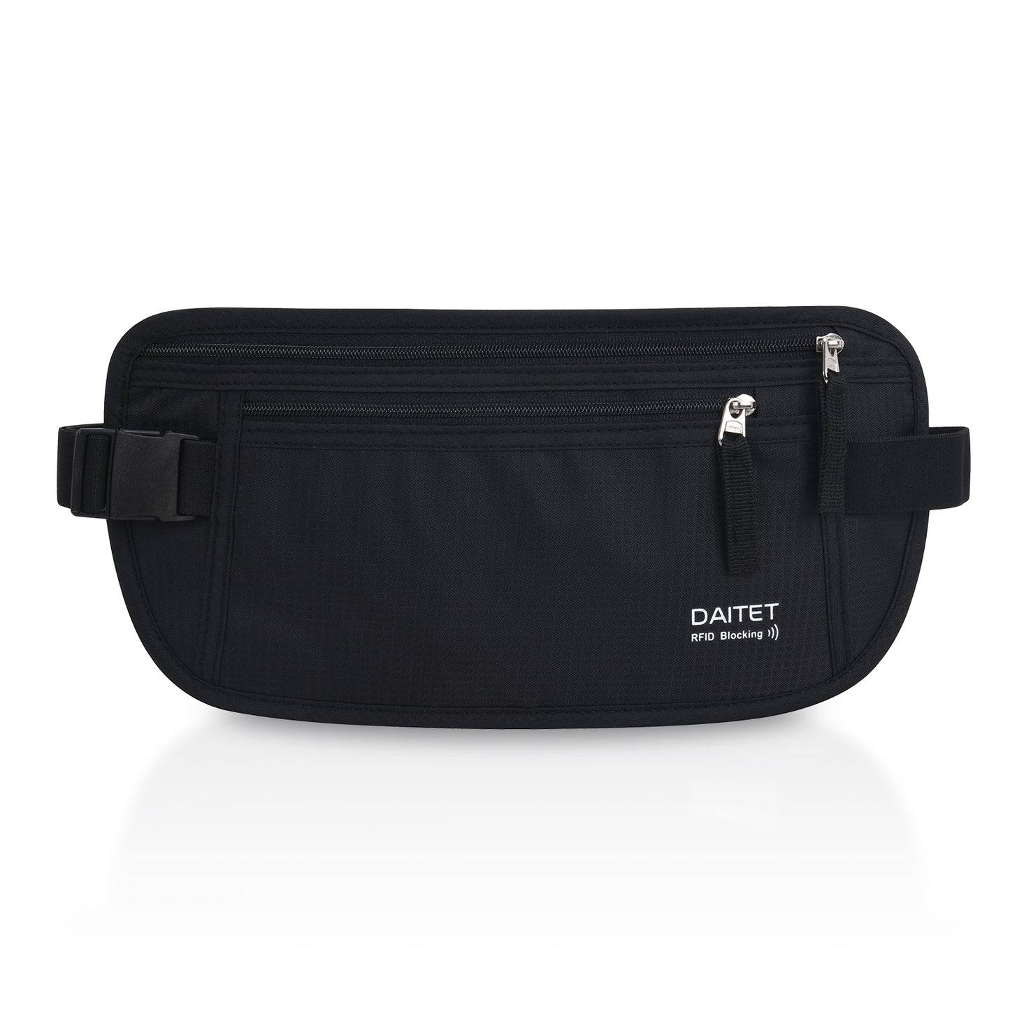 DAITET Money Belt - Passport Holder Secure Hidden Travel Wallet with RFID Blocking, Undercover Fanny Pack (Black)