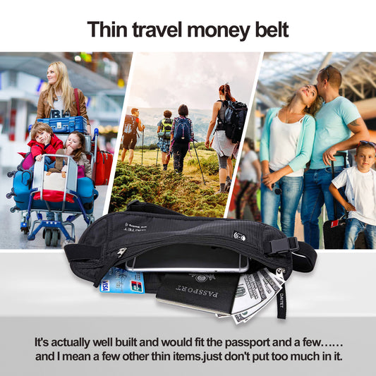  DAITET Money Belt - Passport Holder Secure Hidden Travel  Wallet with RFID Blocking, Undercover Fanny Pack (Beige)